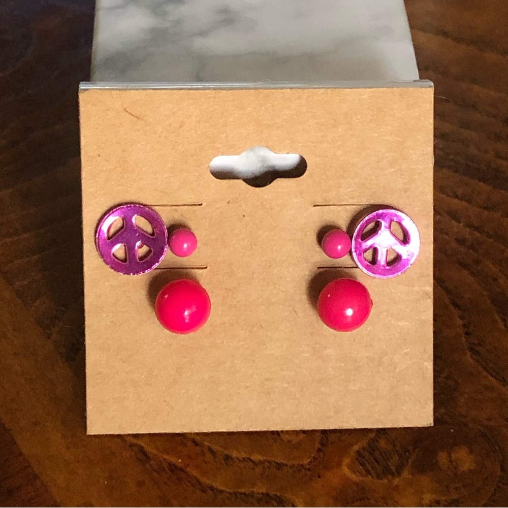 Set of three pink tone pairs of fashion post earrings
